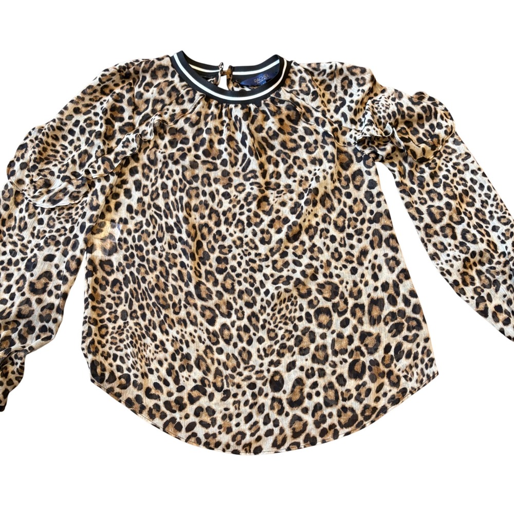 Leopard Print Ruffle Blouse 6 Sheer Mesh Indie Sleaze Blokecore Mob Sporty Chic